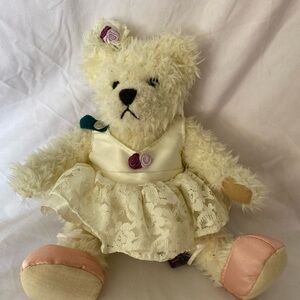 Charming Cream Teddy Bear with Pink Shoes